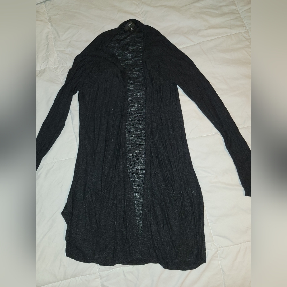 Black Long Sleeve Cardigan with Pockets